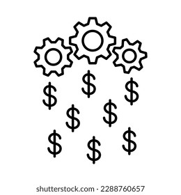 Business and Money. Financial management and Productivity. Making profit. Money creation. Growth of income. Cash flow. Value generator. Outline vector icon. Editable Strokes