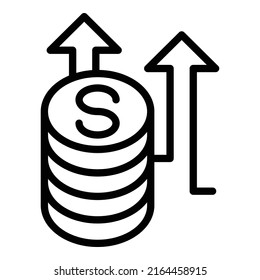 Business Money Grow Icon Outline Vector. Career Self. Goal Challenge