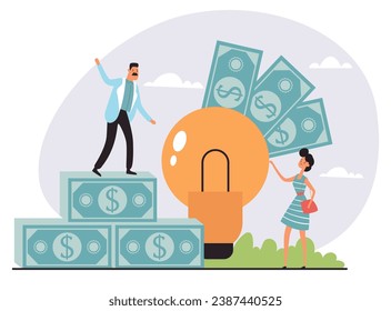 Business money idea success strategy management innovation concept. Vector flat graphic design illustration
