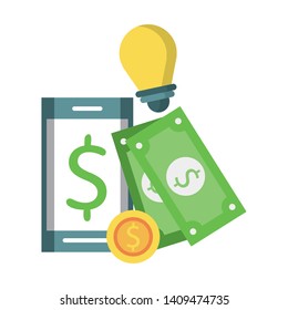 Business money and investment elements with symbols vector illustration graphic design
