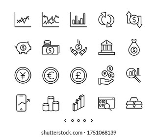Business and money line icon set vector