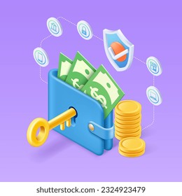 Business money secure and safe payment online isometric