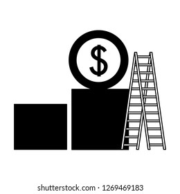 business money stairs chart bar