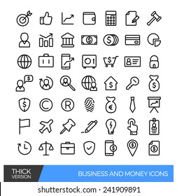 Business And Money Thick Line Icons