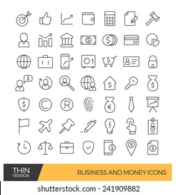 Business and money thin line icons