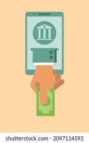 Business and money transfer. Finance and phone illustrations.