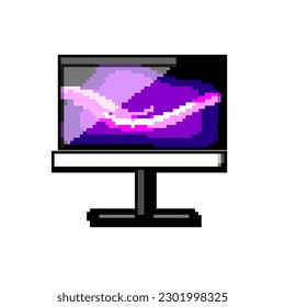 business monitor pc game pixel art retro vector. bit modern office, digital business monitor pc. old vintage illustration