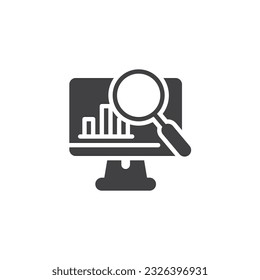 Business monitoring vector icon. filled flat sign for mobile concept and web design. Monitor and magnifier glyph icon. Symbol, logo illustration. Vector graphics
