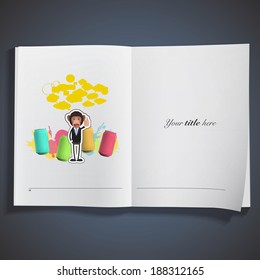 Business monkey with can printed on book. Vector design. 