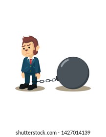 business monkey chained by big ball