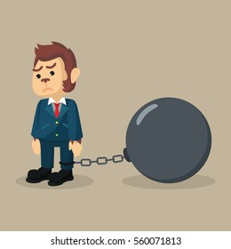 business monkey chined by big ball