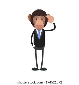 business monkey commits suicide over white background. Vector design 