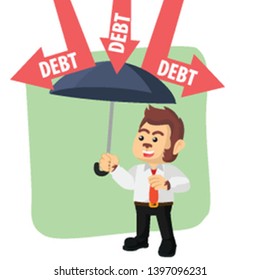 business monkey covering from debt