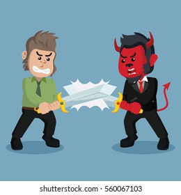 business monkey evil duel against business gorilla