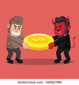 business monkey evil scramble money with business gorilla