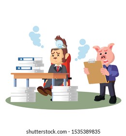 business monkey feel dizzy from a lot of work