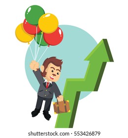 business monkey flying with balloon