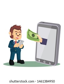 Business Monkey Get Payment From Hand Isolated White