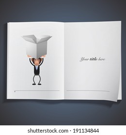 Business monkey with grey box printed on book