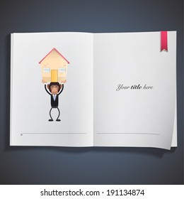 business monkey with house printed on realistic book