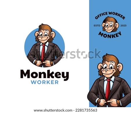 Business Monkey Mascot Logo Design. Professional and friendly Monkey mascot wearing a suit, representing the ideal employee for corporate branding and marketing