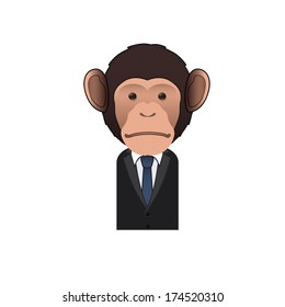 Business monkey over white background. Vector design. 