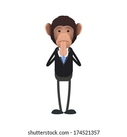 Business monkey pleading over white background. Vector design 