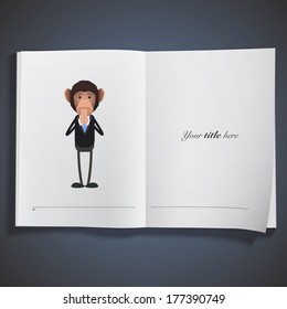 Business monkey pleading printed on book