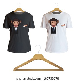 Business monkey printed on shirt. Vector design