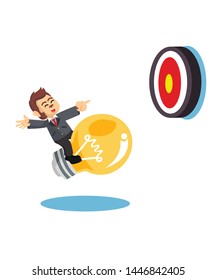 Business Monkey Riding Bulb To Target Isolated White