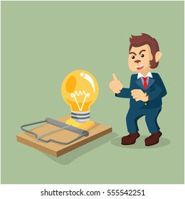 business monkey setting idea trap