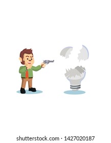 business monkey shoot light bulb
