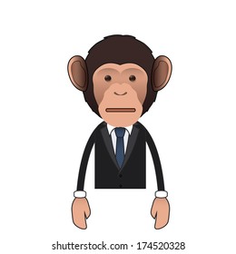 Business monkey surprised over white background. Vector design. 