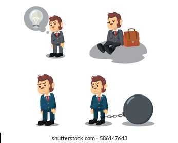 business monkey tired cartoon set