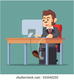 business monkey working on his desk