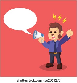 business monkey yelling with megaphone and call out