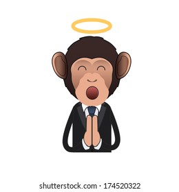 Business monkey zen over isolated background. Vector design 