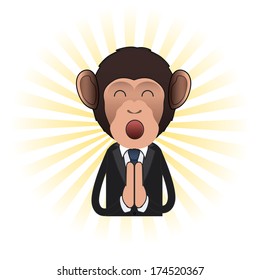 Business monkey zen over isolated background. Vector design 