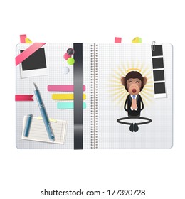 Business monkey zen printed on notebook