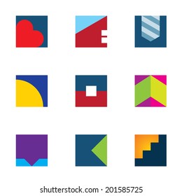 Business mosaic polygons set shape icon simple powerful logo brand