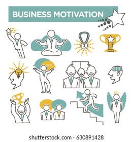 Business Motivation Conceptual Vector Flat Icons Set