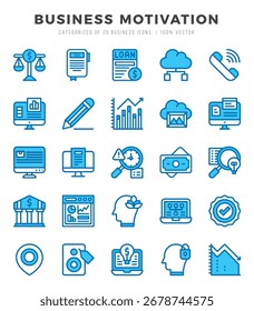 Business Motivation elements. Two Color web icon set. Simple vector illustration.