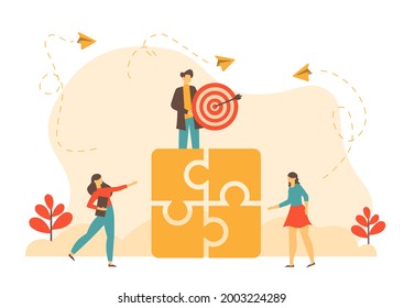 Business motivation. Finance target. Solution searching. Goals and objectives, business grow, business plan, goal setting concept. Vector isolated concept creative illustration