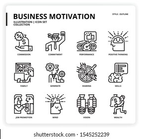 Business Motivation icon set for web design, book, magazine, poster, ads, app, etc.