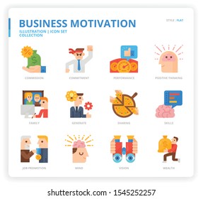 Business Motivation icon set for web design, book, magazine, poster, ads, app, etc.