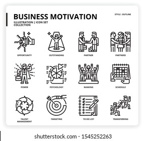 Business Motivation icon set for web design, book, magazine, poster, ads, app, etc.