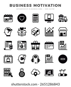 Business Motivation Icons Pack. Lineal Filled icons set. Lineal Filled icon collection set.
