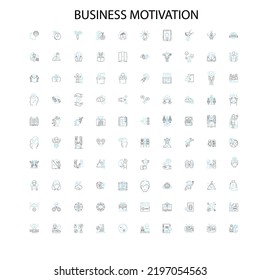 business motivation icons, signs, outline symbols, concept linear illustration line collection