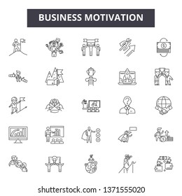 Business motivation line icons, signs set, vector. Business motivation outline concept, illustration: business,motivation,success,people,concept,idea