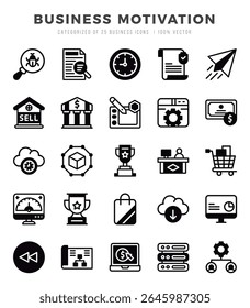 Business Motivation Lineal Filled icons collection. 25 icon set. Vector illustration.
